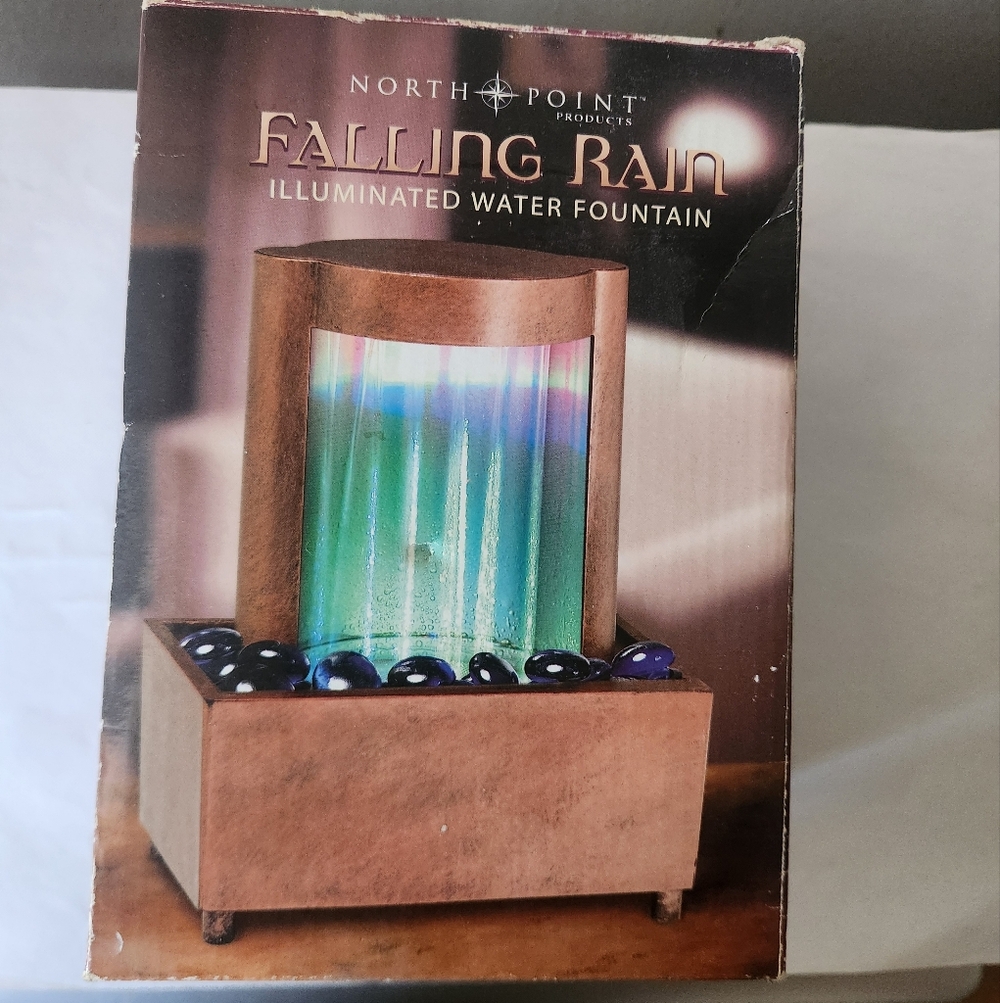 Falling Rain Illuminated Water Fountain - Brown (New In Box)